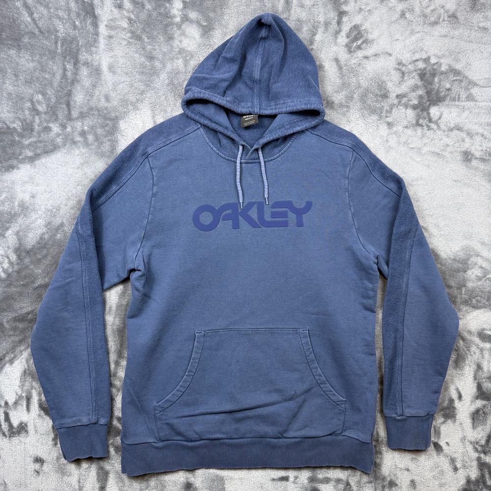 Oakley Hoodie Mens Medium Blue Pullover Logo Long Sleeve Faded Athletic